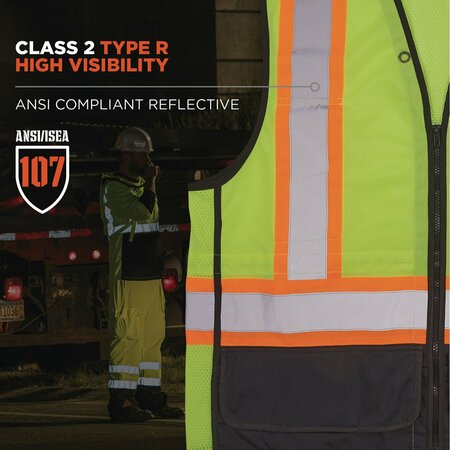 Ergodyne GloWear 8251HDZ Class 2 Two-Tone Hi-Vis Safety Vest, 4X-Large to 5X-Large, Lime 23039